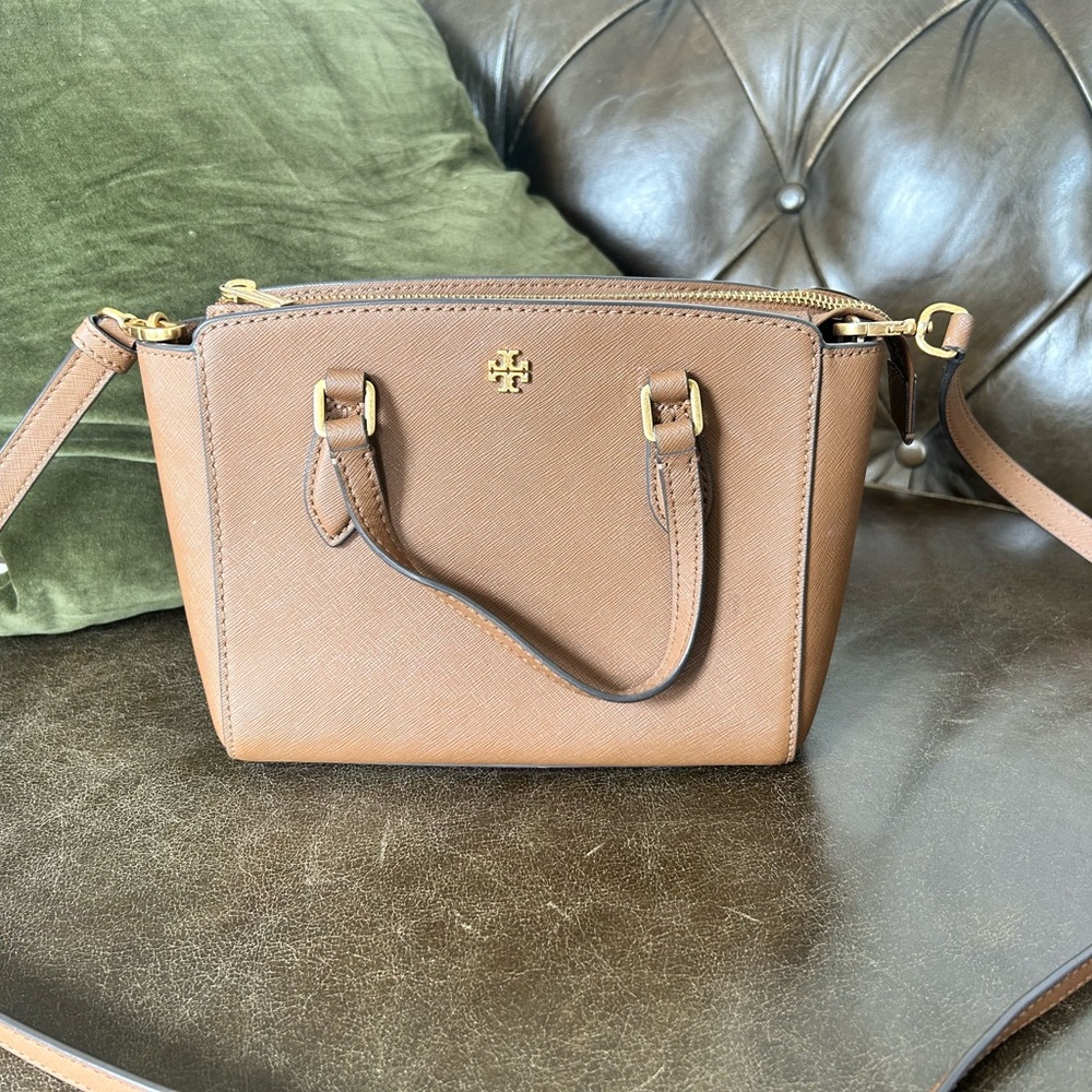 Tory Burch Brown Crossbody Bag with Gold Accents